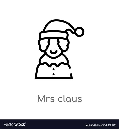 Outline Mrs Claus Icon Isolated Black Simple Line Vector Image