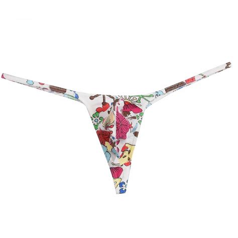 Enhanced Pouch New Arrival Sexy Bikini Men S Thongs Underwear Flowery Print Cotton G Strings Men