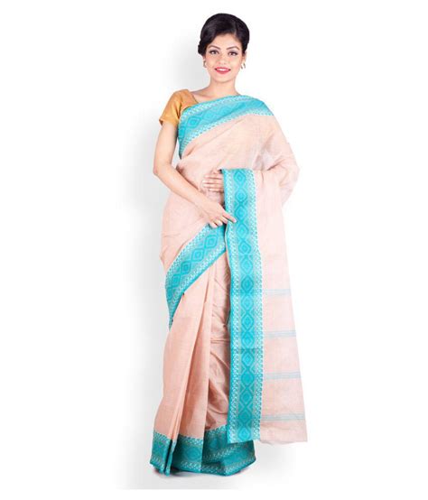 Sangam Kolkata Beige Bengal Handloom Saree Buy Sangam Kolkata Beige