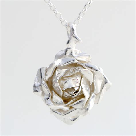 Large Rose Pendant Made In Sterling Silver Handmade Jewellery