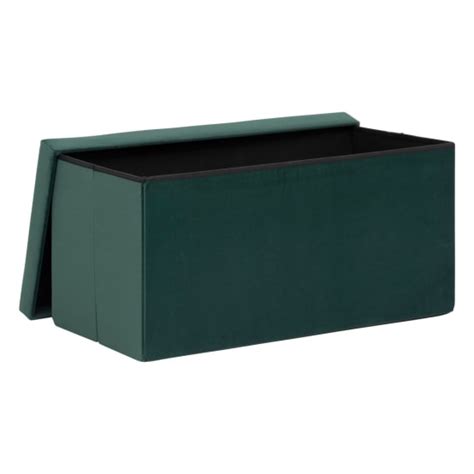 En Pouf Pliant Double Et Coffre De Rangement Velours Vert C Dre