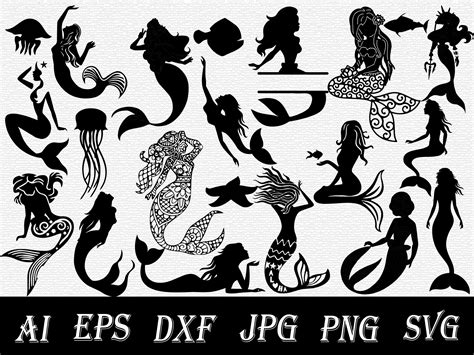 Mermaid Bundle Svg Mermaid Svg Bundle Mermaids Svg Cute Etsy