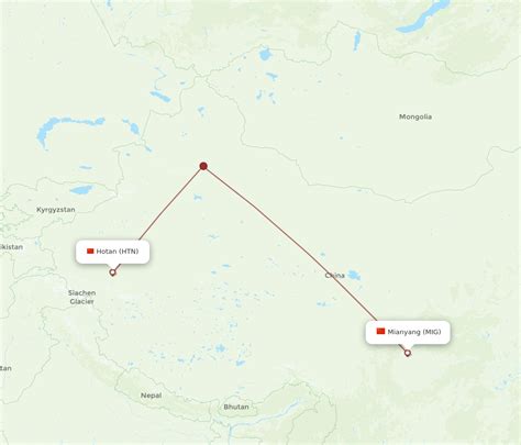 All Flight Routes From Hotan To Mian Yang HTN To MIG Flight Routes