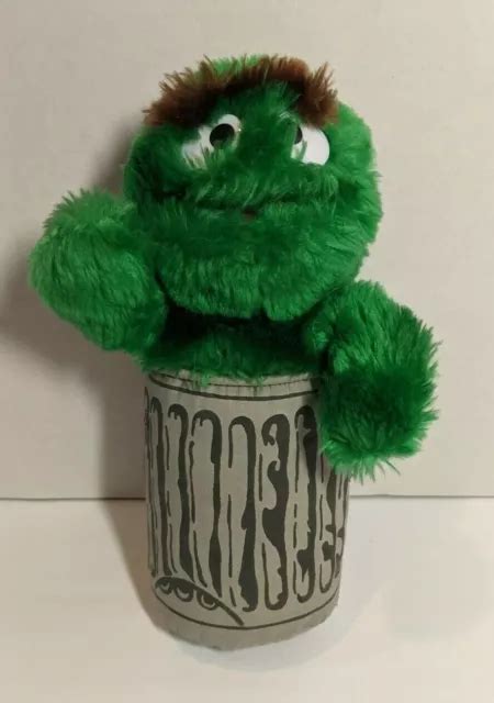 Vintage Sesame Street Oscar The Grouch Trash Can Stuffed Animal Toy