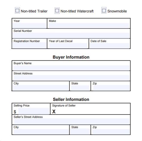 Equipment Bill Of Sale Printable
