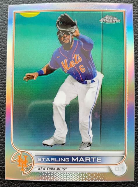 Topps Chrome Starling Marte New York Mets Base Refractor Ebay