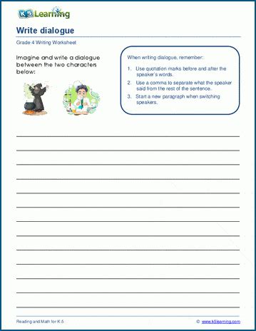 Writing dialogue worksheets | K5 Learning