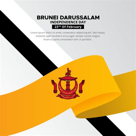 Modern Brunei Darussalam Independence day design with wavy flag vector