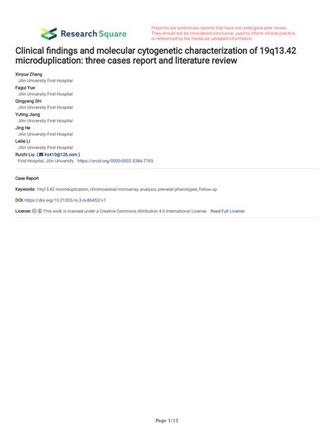 Pdf Clinical Findings And Molecular Cytogenetic Characterization Of