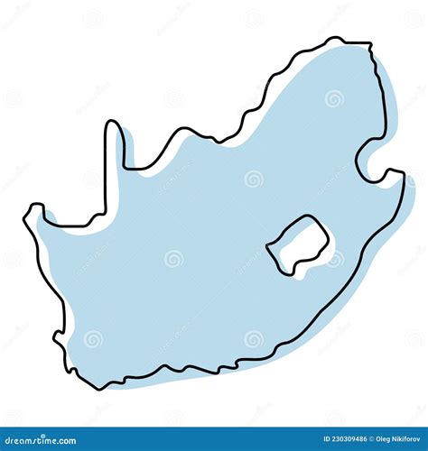 Stylized Simple Outline Map Of South Africa Icon Blue Sketch Map Of