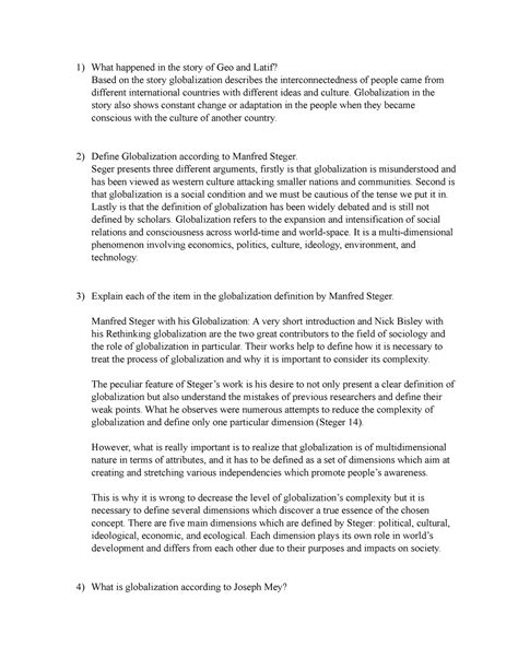 What happened in the story of Geo and Latif - Globalization in the