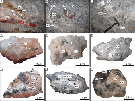 Vein Mineralogy And Textures Of Au Mo Mineralized Quartz Veins A C