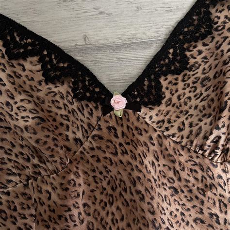 Y K Gyaru Cheetah Print Lingerie Slip Dress This Depop