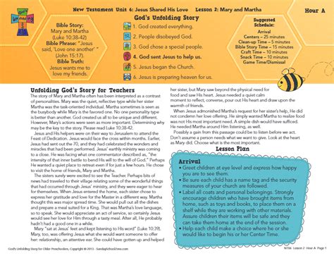 Mary and Martha Hour A Lesson Plan - Children's Bible Activities ...