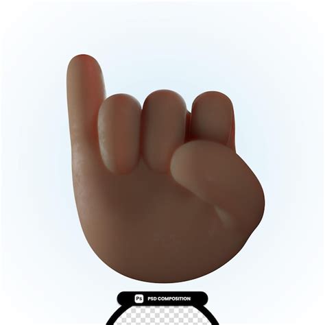 Premium Psd D Render Black Hand Gestures Pinky Finger Rise