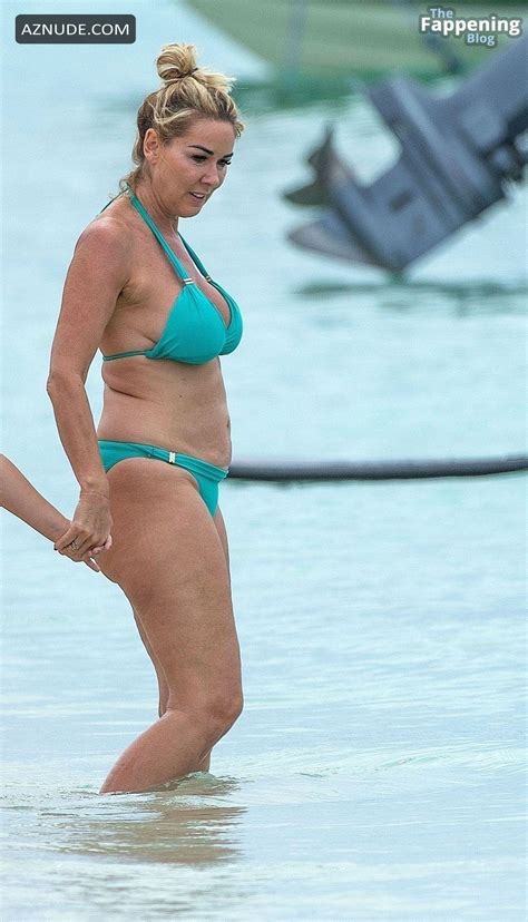 Claire Sweeney Sexy Seen At The Beach Wearing A Hot Blue Bikini In Barbados Aznude