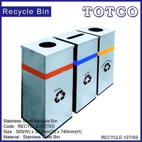 Stainless Steel Square Recycle Bins RECYCLE 127 SS Totco Trading Sdn Bhd