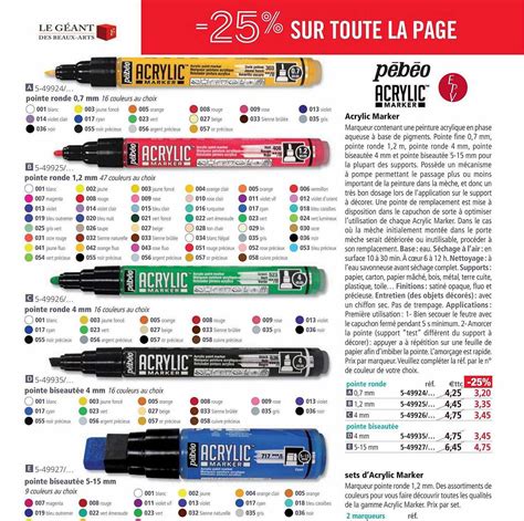 Promo Sets D acrylic Marker chez Le Géant des Beaux Arts iCatalogue fr