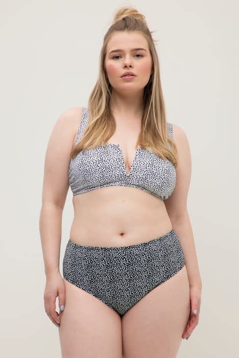 Slip Del Bikini A Vita Alta Con Stampa A Pois Nero Ulla Popken