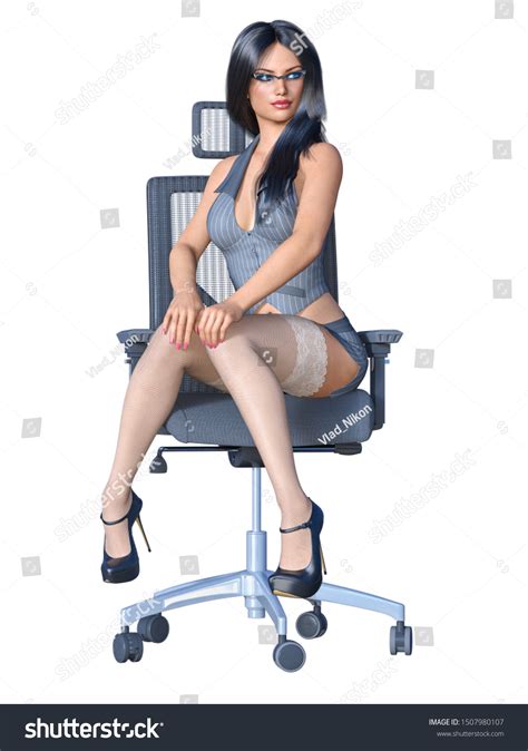 Long Haired Sexy Brunette Secretary Uniform White Stock Illustration 1507980107 Shutterstock
