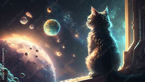 Astronaut Cats In Space Created With Generative Ai Technology Stock