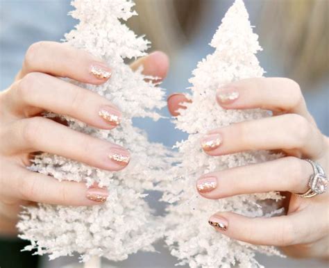 Nude Nails With Gold Glitter White Christmas Trees By Love Maegan Via Flickr Nude Nails
