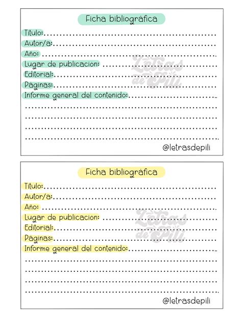Ficha Bibliografica Para Ninos