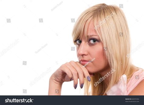 Cute Blonde Posing On White Background Stock Photo Shutterstock