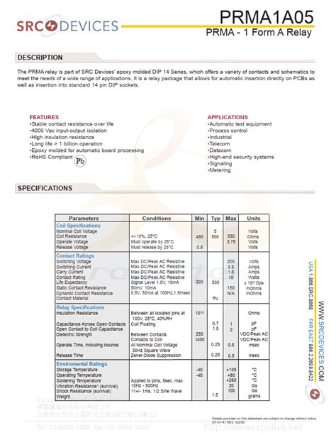 PRMA Datasheet Pdf SRC Device