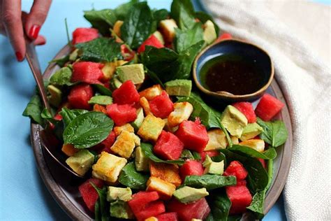 Watermelon Avocado And Halloumi Salad Nutreats