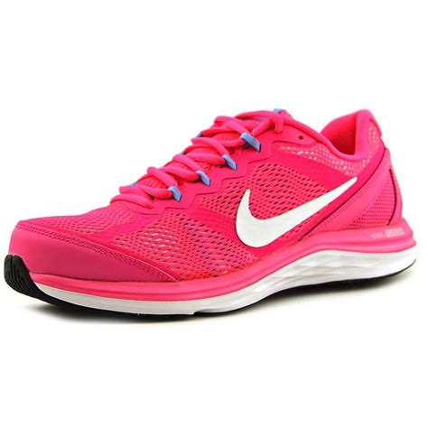 Nike Womens Dual Fusion Run 3 Pink Mesh Athletic Shoes