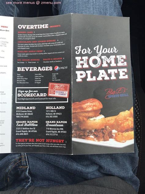 Online Menu Of Big Es Sports Grill Restaurant Midland Michigan
