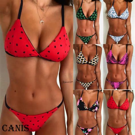 Conjunto De Bikini Con Tanga Para Mujer Ba Ador Sexy Acolchado Con Push Up Traje De Ba O
