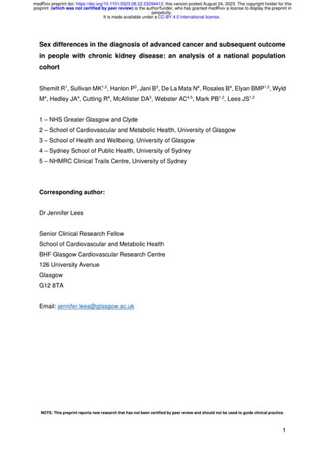 PDF Sex Differences In The Diagnosis Of Advanced Cancer And Subsequent Outcome In People With