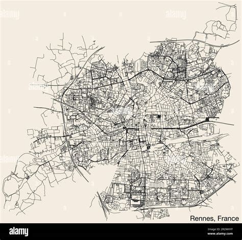 Detailed Hand Drawn Navigational Urban Street Roads Map Of The French