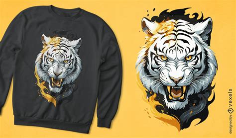 Fiery Tiger T Shirt Design Vector Download