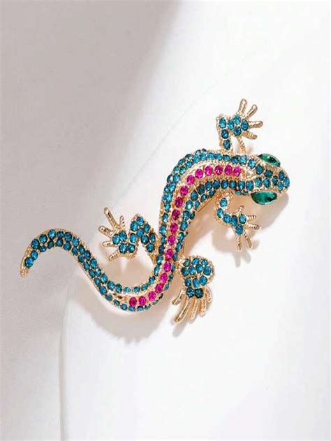 1 peça Broches glamouroso liga de zinco strass gecko decoração para