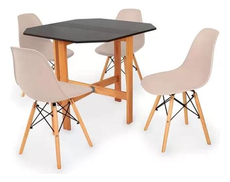 Conjunto Mesa Aparador Preta Cadeiras Eiffel Cor Nude MercadoLivre