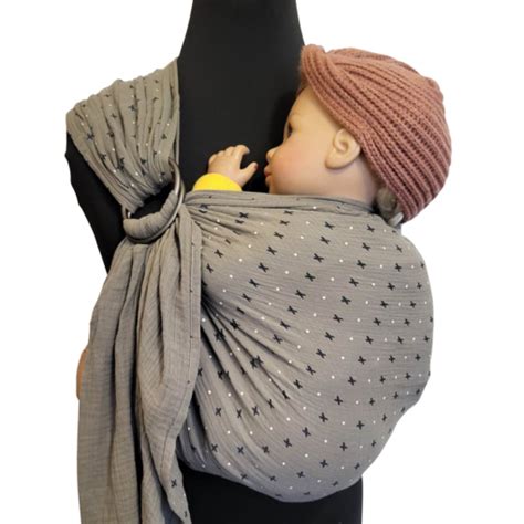 Muslin Ring Sling Khaki Dots And Crosses Melliapis