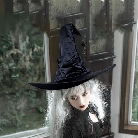 2 Pieces Halloween Witch Hat Halloween Women Ruched Cone Witch Hat