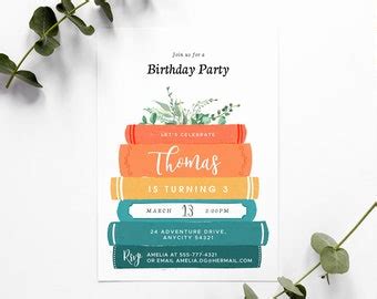 Storybook Themed Party Invitation Book Themed Birthday Invitation