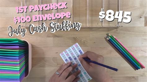 St Paycheck July Envelopes Challenge Cash Stuffing