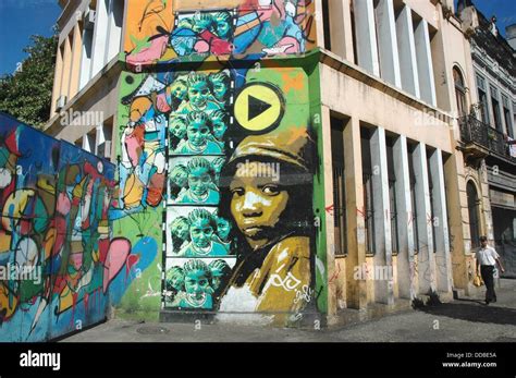 Rio De Janeiro Brazil Graffiti In The Lapa Neighborhood Stock Photo