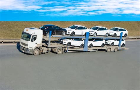 car carrier truck deliver  auto batch  dealer stock photo image