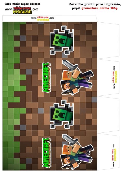 Caixa Minecraft Para Imprimir - Kit Personalizado Minecraft -Caixa milk | Minecraft para imprimir, Mine ...