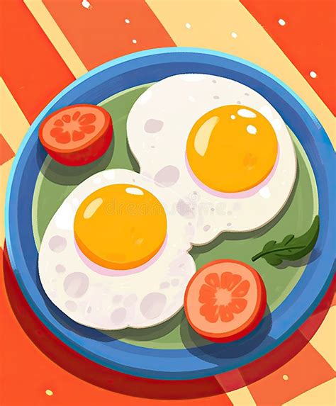 Illustration Of Two Eggs On A Plate Ai Generated Stock Illustration