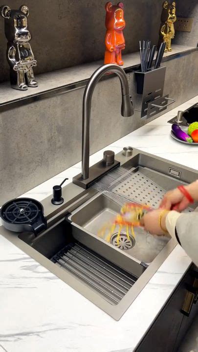 High End Kitchen Faucet Waterfall Sink Hot Cold Water Tap Single Hole Stainless Steel