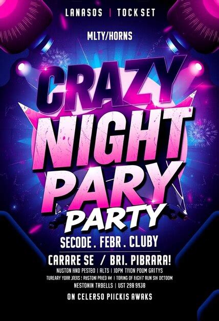 Crazy Night Club Party Social Media Design Flyer Template Banner Psd