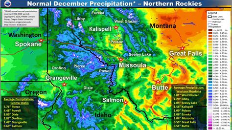 December Normal Precipitation Across Western Montana And North Central