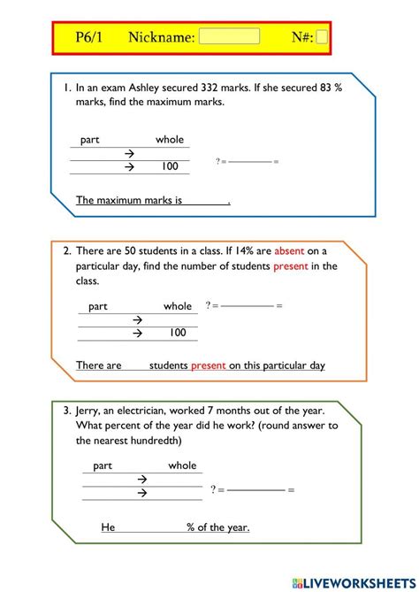 Percentage Word Problems Worksheet Live Worksheets Worksheets Library